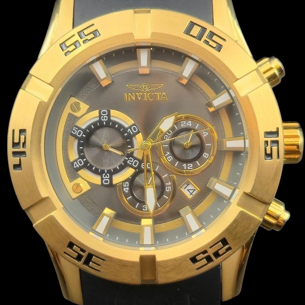 Invicta Gold and Black Multi-Function Seaspider C… - image 1